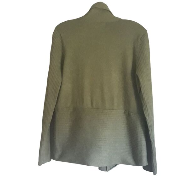 Ellie Open Cardigan Sweater Women Medium Olive Green Long Sleeves Waist Defining - Picture 2 of 11